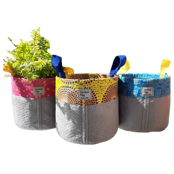 Pot Plant Cover With Shweshwe Trim - 4 Litres