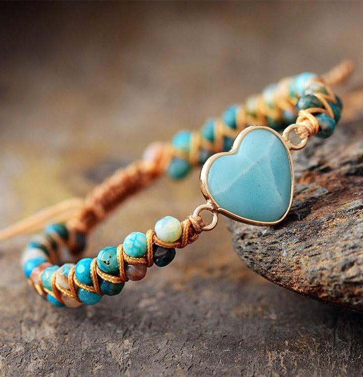 Turquoise Heart & Beaded Bracelet