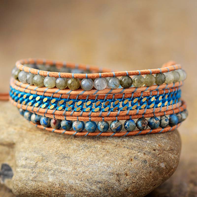 Triple Blue Beaded Bracelet