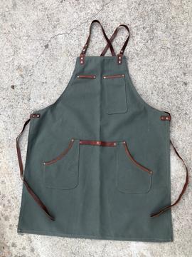 Canvas And Leather Apron - Blue-Grey