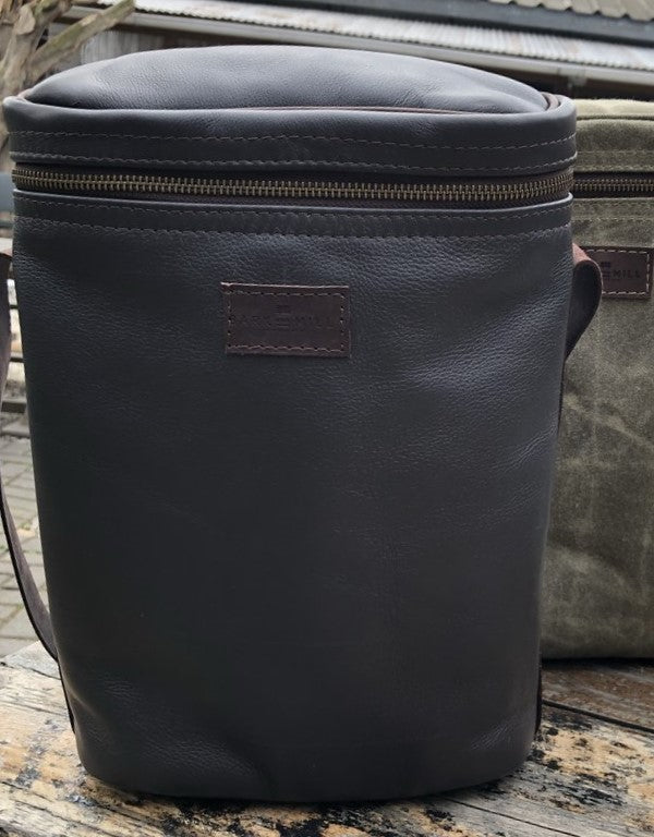 Leather Wine Cooler Bag - Chocolate