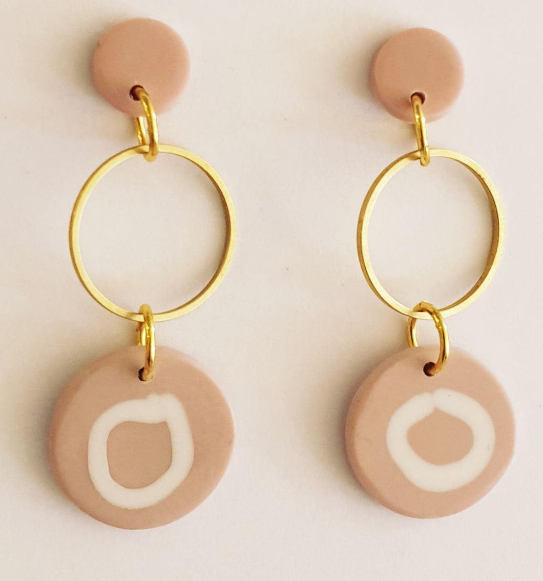 Nude Brass Circle Earrings