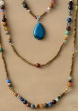 Load image into Gallery viewer, Triple Blue Pendant Beaded Necklace
