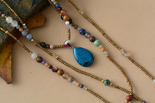 Load image into Gallery viewer, Triple Blue Pendant Beaded Necklace
