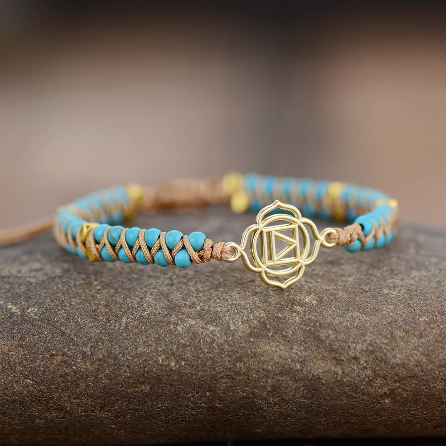 Gold Chakra & Turquoise Beaded Bracelet