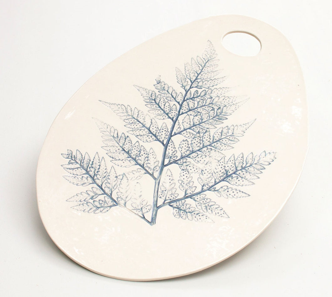 Oval Medium Fern Cheese Platter - Blue