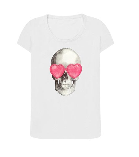 Skull Summer T-shirt - Ladies Cut - White