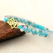 Load image into Gallery viewer, Gold Heart &amp; Turquoise Beaded Bracelet
