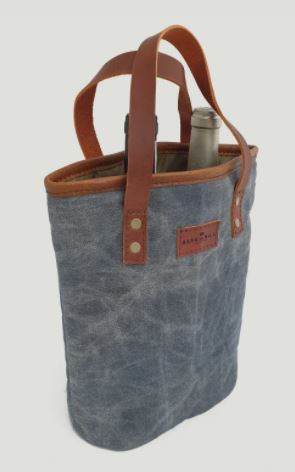 Canvas Wine Tote - Blue-Grey